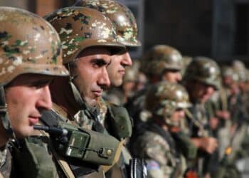 Soldiers with the Armenian Armed Forces Peacekeeping Brigade received certification as a NATO partner following an exercise in the Republic of Armenia Sept. 15-18, 2015. The brigade earned the certification by passing the second-level evaluation of the Operational Capabilities Concept of NATO's Partnership for Peace program. The certification solidifies Armenia's capabilities to support NATO peacekeeping operations, culminating years of preparation with assistance and guidance from the Kansas National Guard through the National Guard Bureau's State Partnership Program. (U.S. Army National Guard photo by Sgt. Zach Sheely/Released)