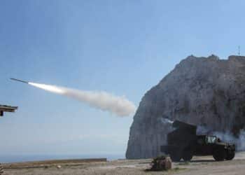 An Avenger fires a Stinger missile during Artemis Strike, a live fire exercise at the NATO Missile Firing Installation (NAMFI) off the coast of Crete, Greece Nov. 6, 2017.