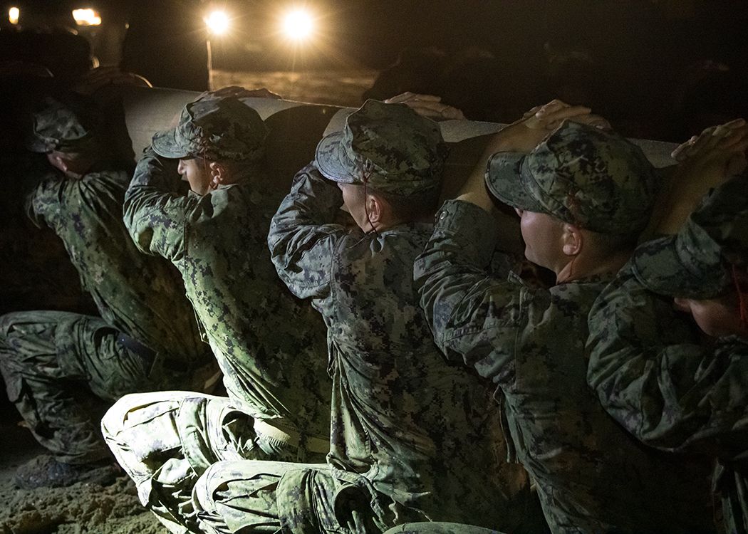 230129-N-TL141-1497 CORONADO (January 29, 2023) – U.S. Navy SEAL candidates in class 358 participate in “Hell Week” during first phase of Basic Underwater Demolition/SEAL (BUD/S) training 29 Jan. 2023.