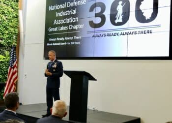 Maj. Gen. Rich Neely, the Adjutant General of Illinois and Commander of the Illinois National Guard was the keynote speaker at the National Defense Industrial Association's Great Lakes Chapter annual meeting on July 26 where he discussed the importance of maintaining a healthy defense industry, history, the Illinois National Guard's 30-year State Partnership Program with Poland, and cyber operations. The meeting was hosted by AAR Corp. in Wood Dale, Illinois.