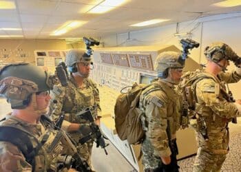 Nuclear Disablement Team 1 trained with the 5th Special Forces Group (Airborne) during an air assault exercise that took them from Fort Campbell, Kentucky, to Hollywood, Alabama, where they successfully simulated powering down the Bellefonte Nuclear Power Plant.