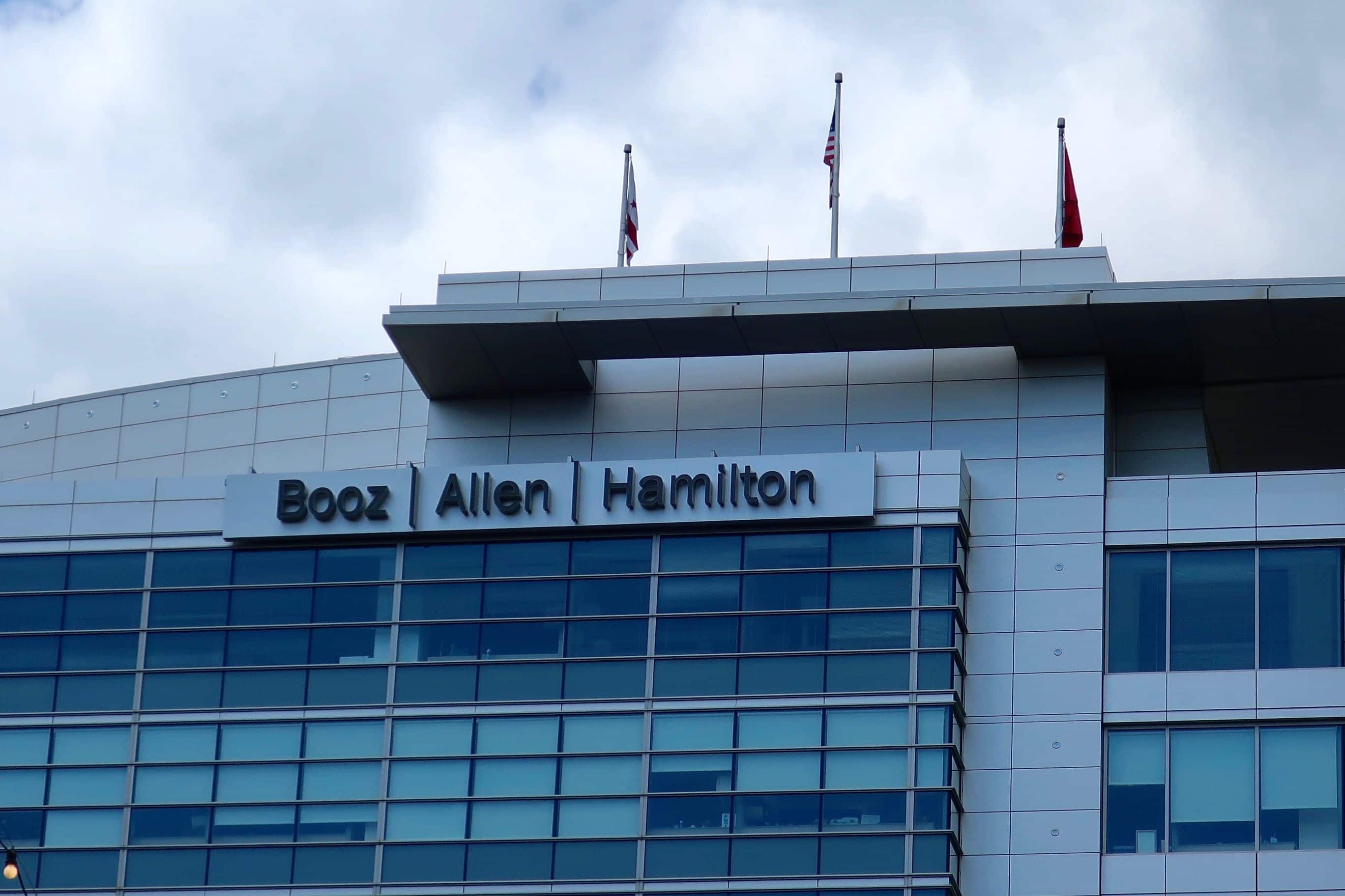 WASHINGTON, DC - APRIL 21, 2019: BOOZ ALLEN HAMILTON - Sign on building exterior