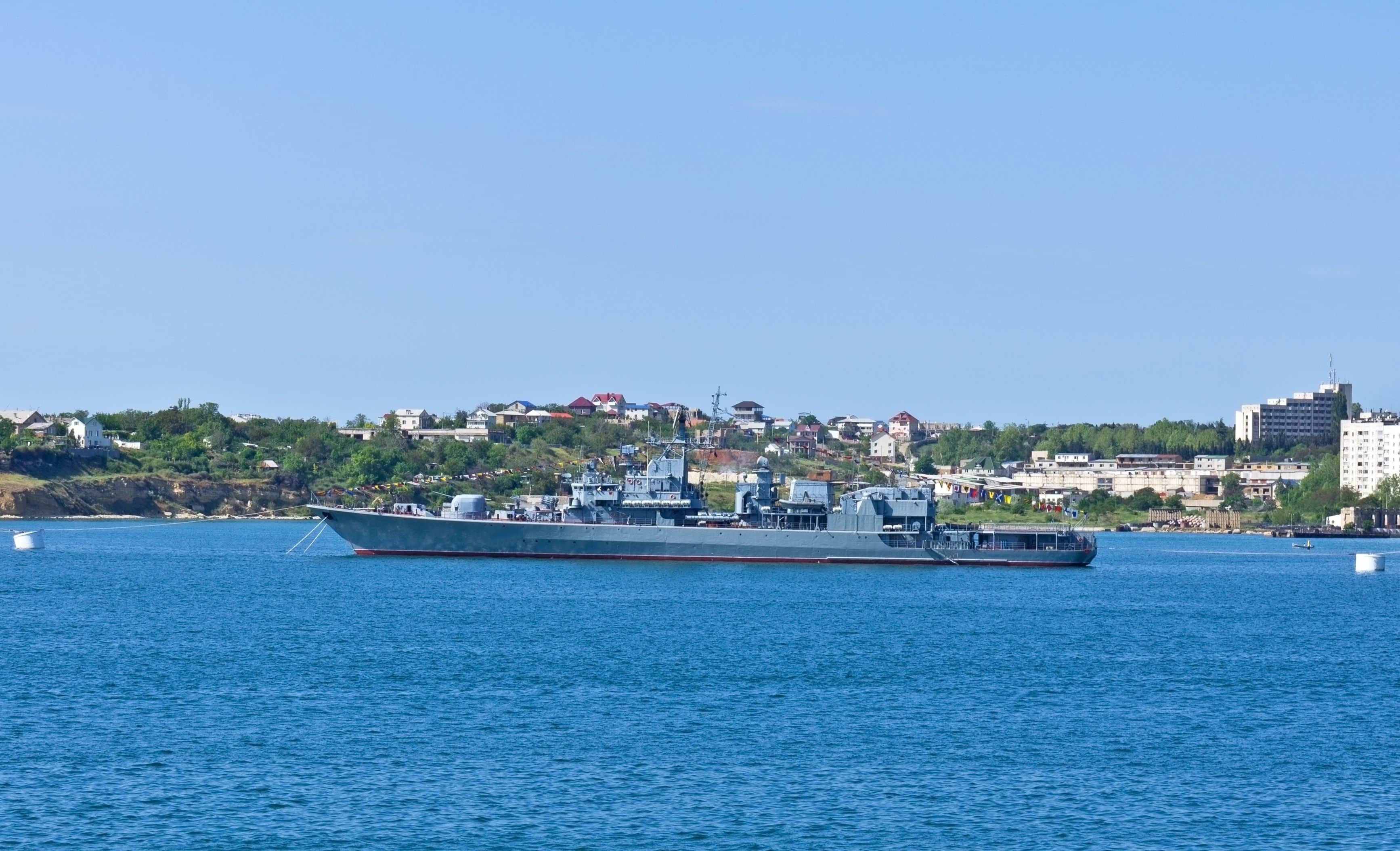 Russian warship in the Bay, Sevastopol, Crimea, Ukraine