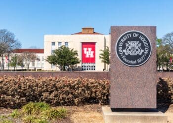 Houston, TX - March 6, 2021: The Ezekiel W. Cullen Building on the University of Houston Campus