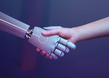 Digital robot handshake human background futuristic digital age robot science digital technology