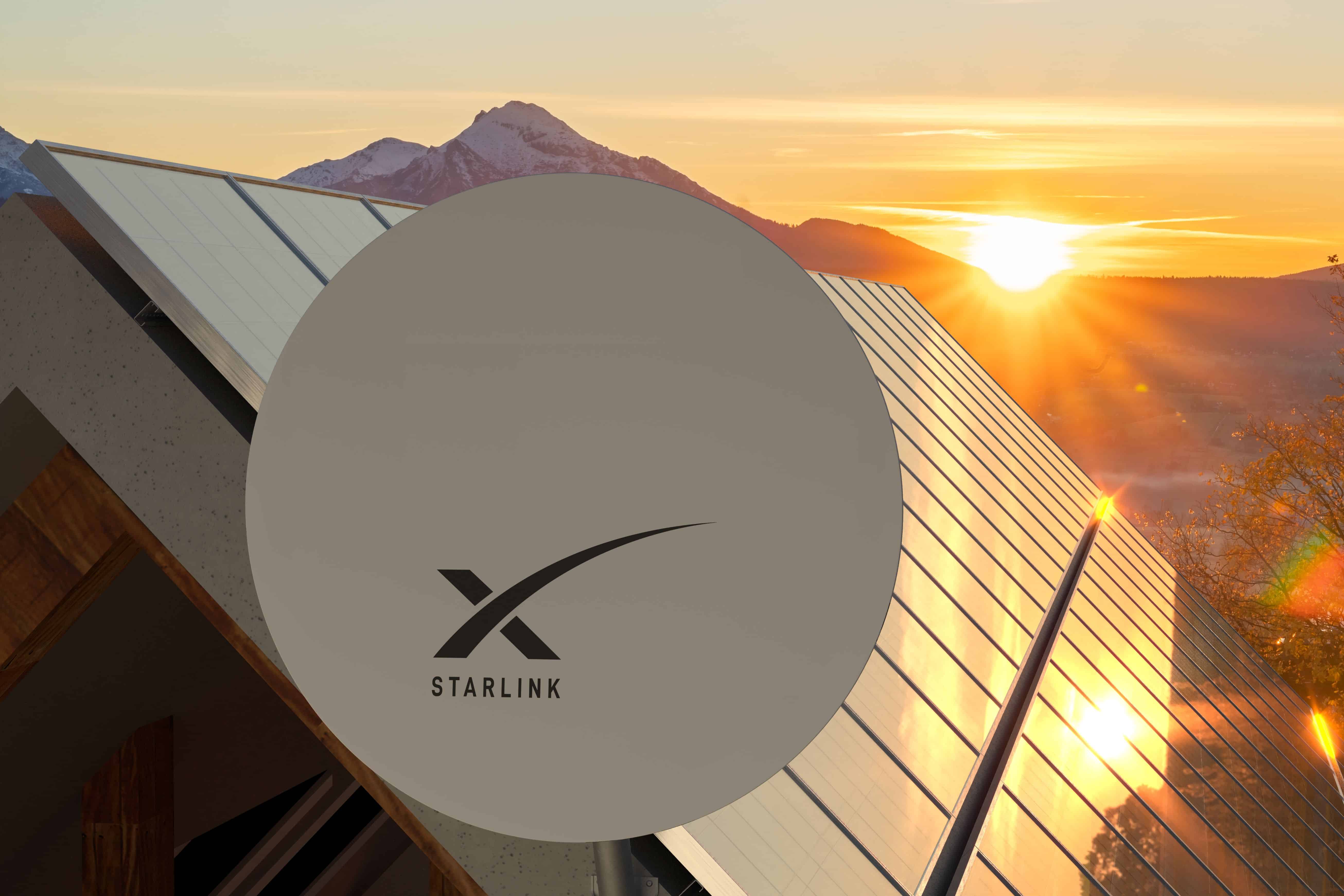 Szczecin,Poland-February 2022:satellite dish internet Starlink .3D Illustration.