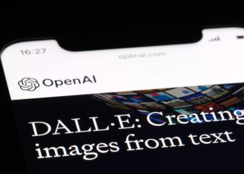 Shanghai,China-March 23rd 2023: close up DALL·E brand logo on OpenAI website. Deep learning model developed by OpenAI