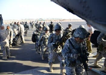 U.S. Army soldiers with Combined Joint Task Force-Horn of Africa’s East Africa Response Force load onto a U.S. Air Force C-130 Hercules at Camp Lemonnier Djibouti, Dec. 18, 2013. The EARF deployed to South Sudan supporting the evacuation of the U.S. Embassy. The EARF is part of a new Defense Department initiative of regionally aligned forces, which provides the commander of U.S. Africa Command an additional capability to respond to crises and contingencies within East Africa. (U.S. Air Force photo by Tech. Sgt. Chad Thompson/RELEASED)