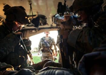 U.S. Army Rangers, assigned to 2nd Platoon, Charlie Company, 3rd Battalion, 75th Ranger Regiment, load a Stryker for night operations at Fort Knox, Ky., April 22, 2014.