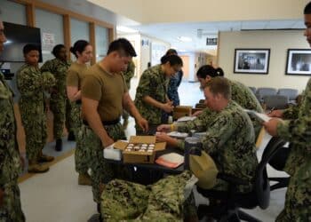 SAN DIEGO (July 14, 2019) Navy Operational Support Center North Island conducts a monthly urinalysis test of assigned Reserve Sailors July 14 on Naval Air Station North Island. The NOSC collected 62 samples from Sailors that day to comply with zero tolerance drug use standards within the Navy. (U.S. Navy photo by Mass Communication Specialist 1st Class Shannon Chambers)