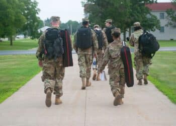 U.S. Army Reserve Public Affairs Soldiers head out to capture photos and videos as part of a training event called Task Force 46S, which is designed to train Army journalists, photographers and videographers into becoming mass communication specialists, at Fort McCoy, Wisconsin, July 20, 2019. (U.S. Army Reserve photo by Staff Sgt. Brigitte Morgan)