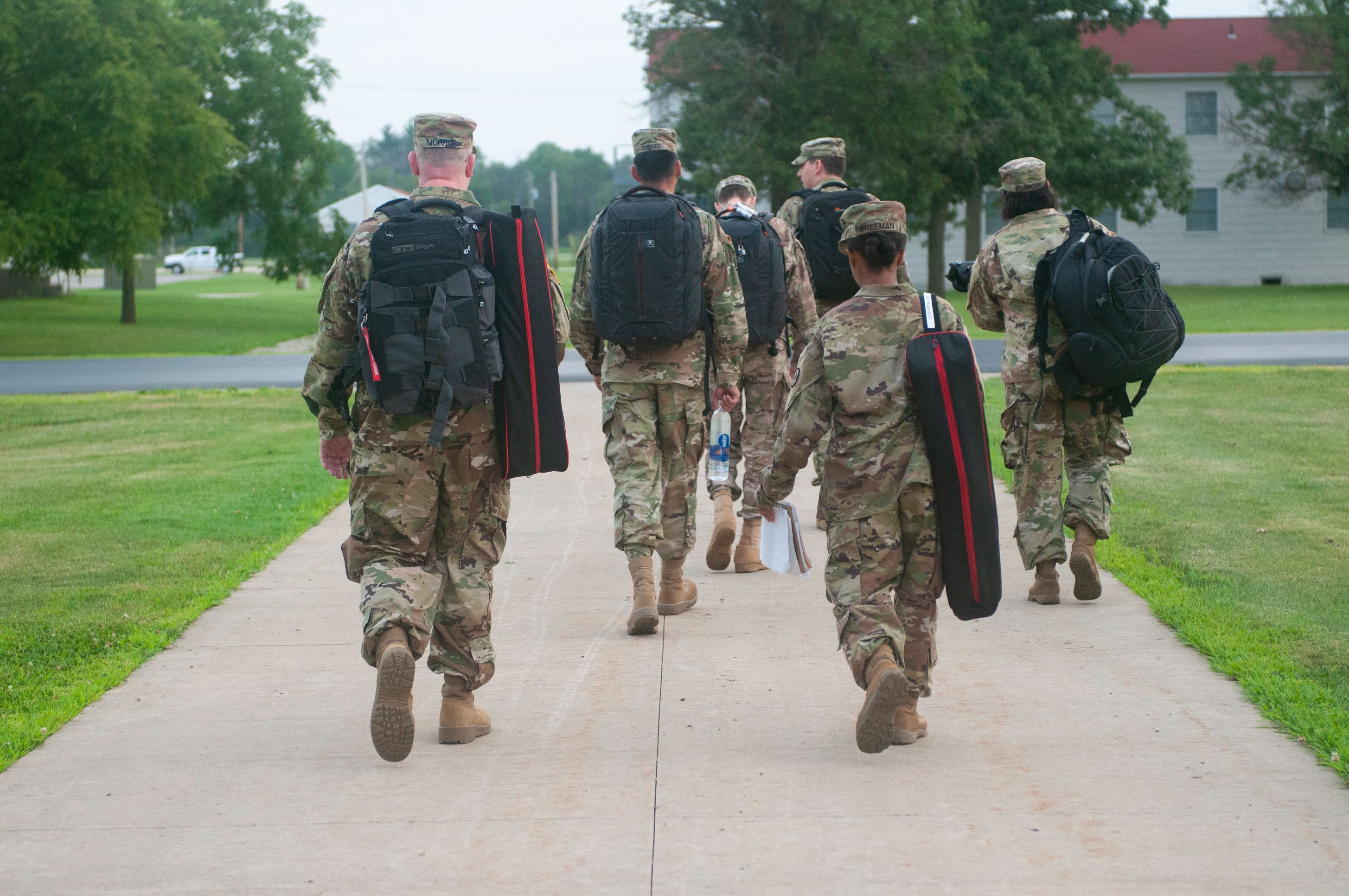 U.S. Army Reserve Public Affairs Soldiers head out to capture photos and videos as part of a training event called Task Force 46S, which is designed to train Army journalists, photographers and videographers into becoming mass communication specialists, at Fort McCoy, Wisconsin, July 20, 2019. (U.S. Army Reserve photo by Staff Sgt. Brigitte Morgan)