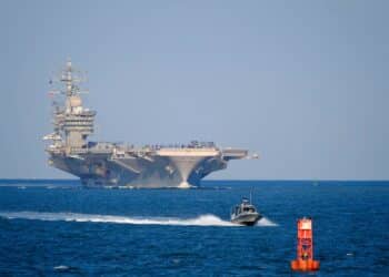 NORFOLK (Sept. 7, 2019) The Nimitz-class aircraft carrier USS Dwight D. Eisenhower (CVN 69) returns to its homeport of Norfolk, Va. after being sent to sea to avoid the effects of Hurricane Dorian. Hampton Roads area ships are returning to their homeport now that the threat from Hurricane Dorian has passed. (Photo by Nancy E. Sheppard/Released)