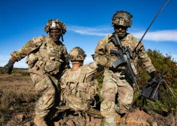 Soldiers with 1st Battalion, 27th Infantry Regiment “Wolfhounds”, 2nd Infantry Brigade Combat Team, 25th Infantry Division evacuate a notional casualty during a fire support coordination exercise Nov. 18, 2019 at Pohakuloa Training Area on the Island of Hawaii. The FSCX is one of the most realistic training events offered, allowing junior leaders to gain practical experience with calling coordinated fire missions and observing fires effects when paired with a maneuver element.