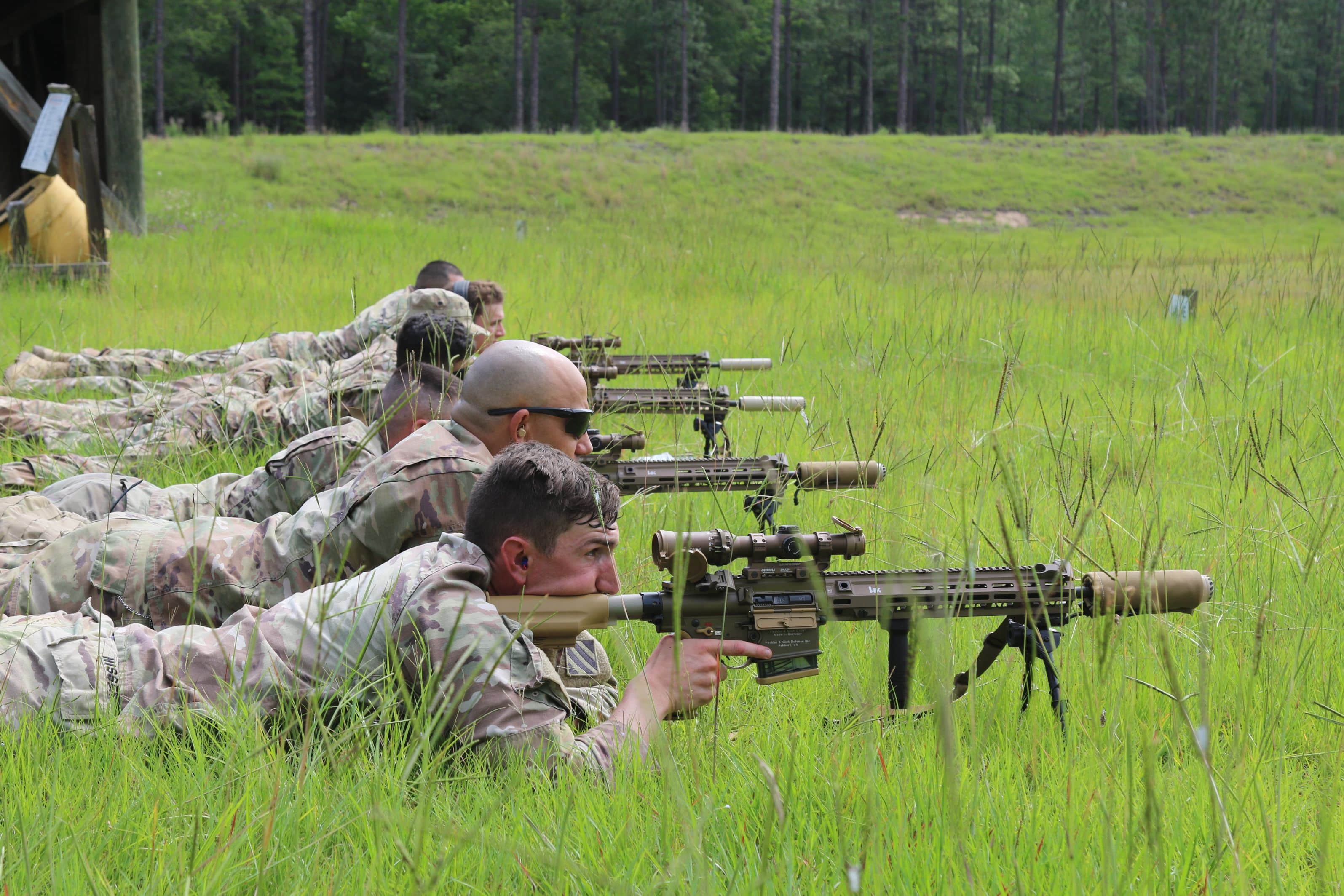Soldiers from the 1st Armored Brigade Combat Team, 3rd Infantry Division, take aim at the Fort Stewart, Ga., sniper range while fielding the U.S. Army’s new M110A1 Squad Designated Marksman Rifle, June 5th, 2020. 1ABCT was the first unit in the U.S. Army to field this rifle. The SDMR was designed to fill the capability gap between the standard issue rifle, and a sniper rifle.