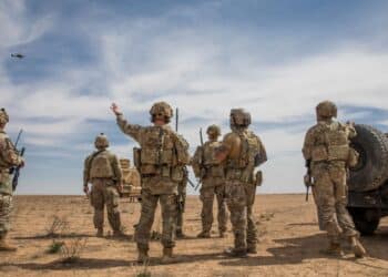 U.S. Army Soldiers and U.S. Air Force JTAC partners with Syrian Democratic Forces to conduct an AH-64(Apache) live-fire in the Central Command (CENTCOM) area of responsibility, Mar. 20, 2021. The Soldiers are in Syria to support the Combined Joint Task Force-Operation Inherent Resolve (CJTF-OIR) mission. CJTF remains committed to working by, with, and through our partners to ensure the enduring defeat of Daesh. (U.S. Army photo by Sgt. Torrance Saunders)