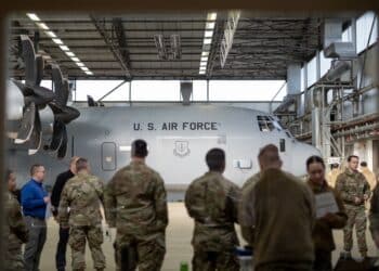 U.S. Air Force Airmen from Ramstein Air Base prepare for exercise Radiant Falcon at Ramstein AB, Germany, March 16, 2023. Airmen from various squadrons participated in an extensive training exercise to acquire and hone proficiency in radiological contamination detection and decontamination safety techniques. (U.S Air Force photo by Staff Sgt. Jacob Wongwai)