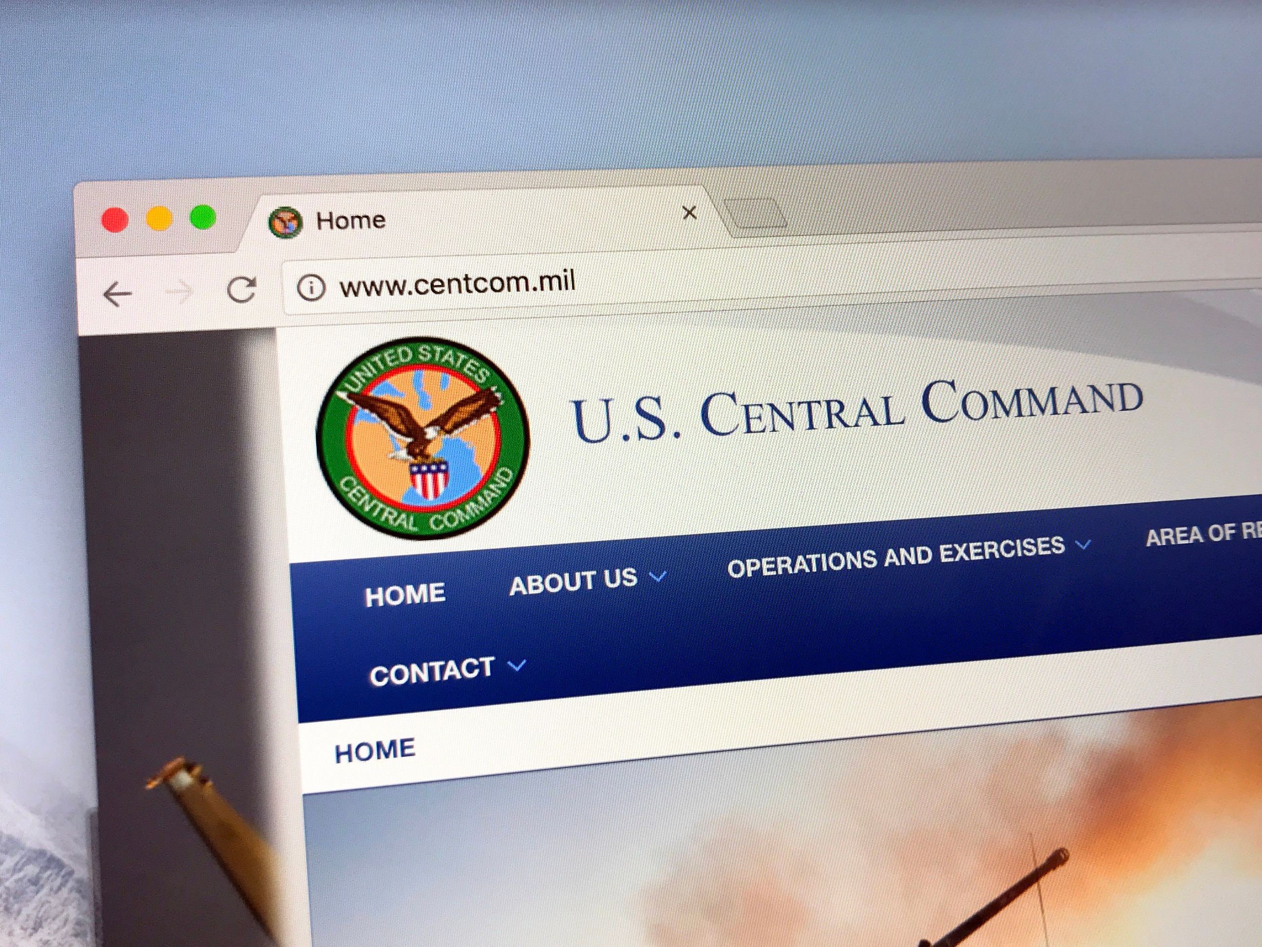 Tampa, Florida, United States - June 14, 2018: Official American military government website of The United States Central Command also known as USCENTCOM or CENTCOM.