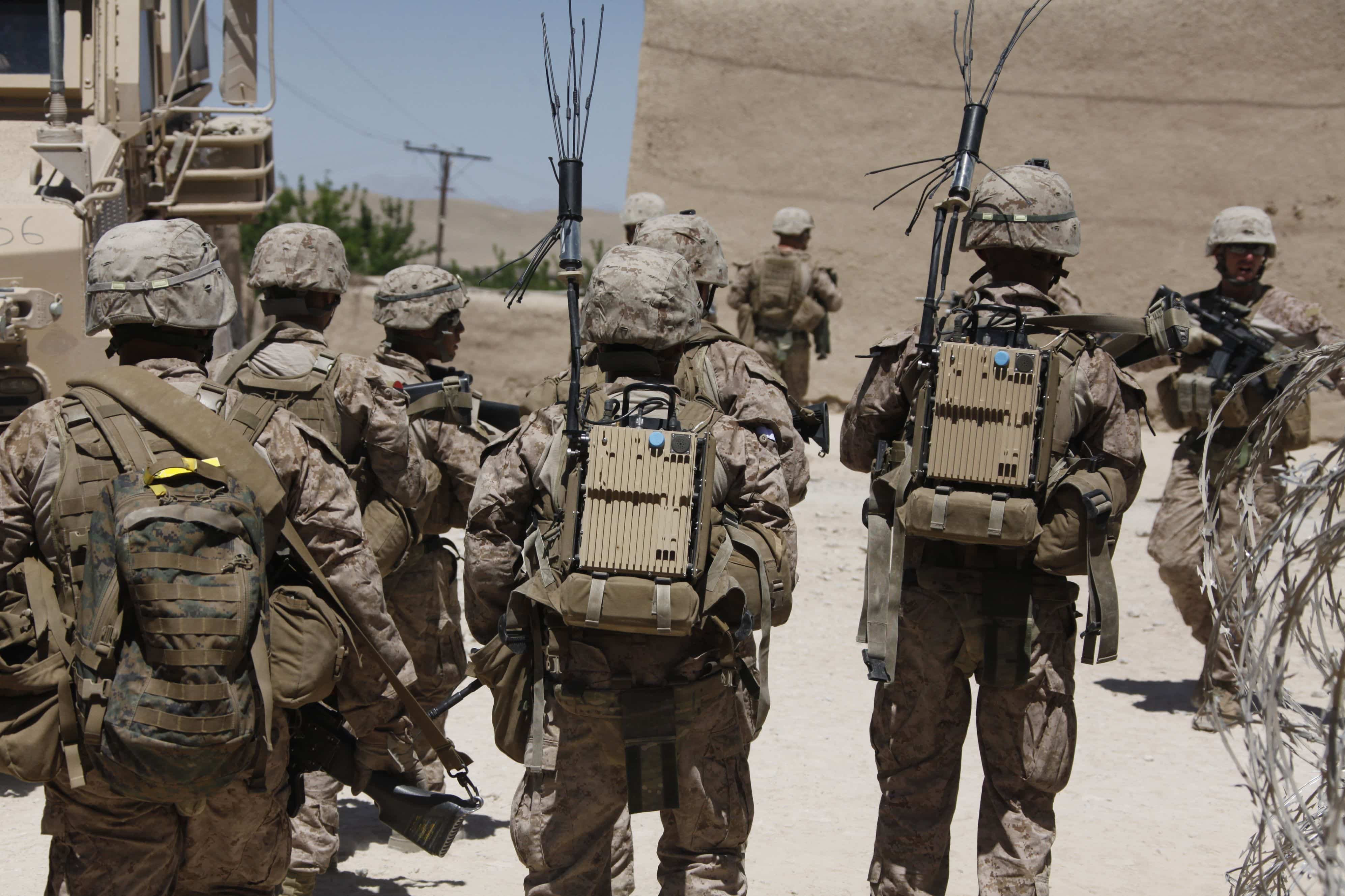 Kajaki, Afghanistan - April 22, 2012: US Marines prepare for a combat patrol.