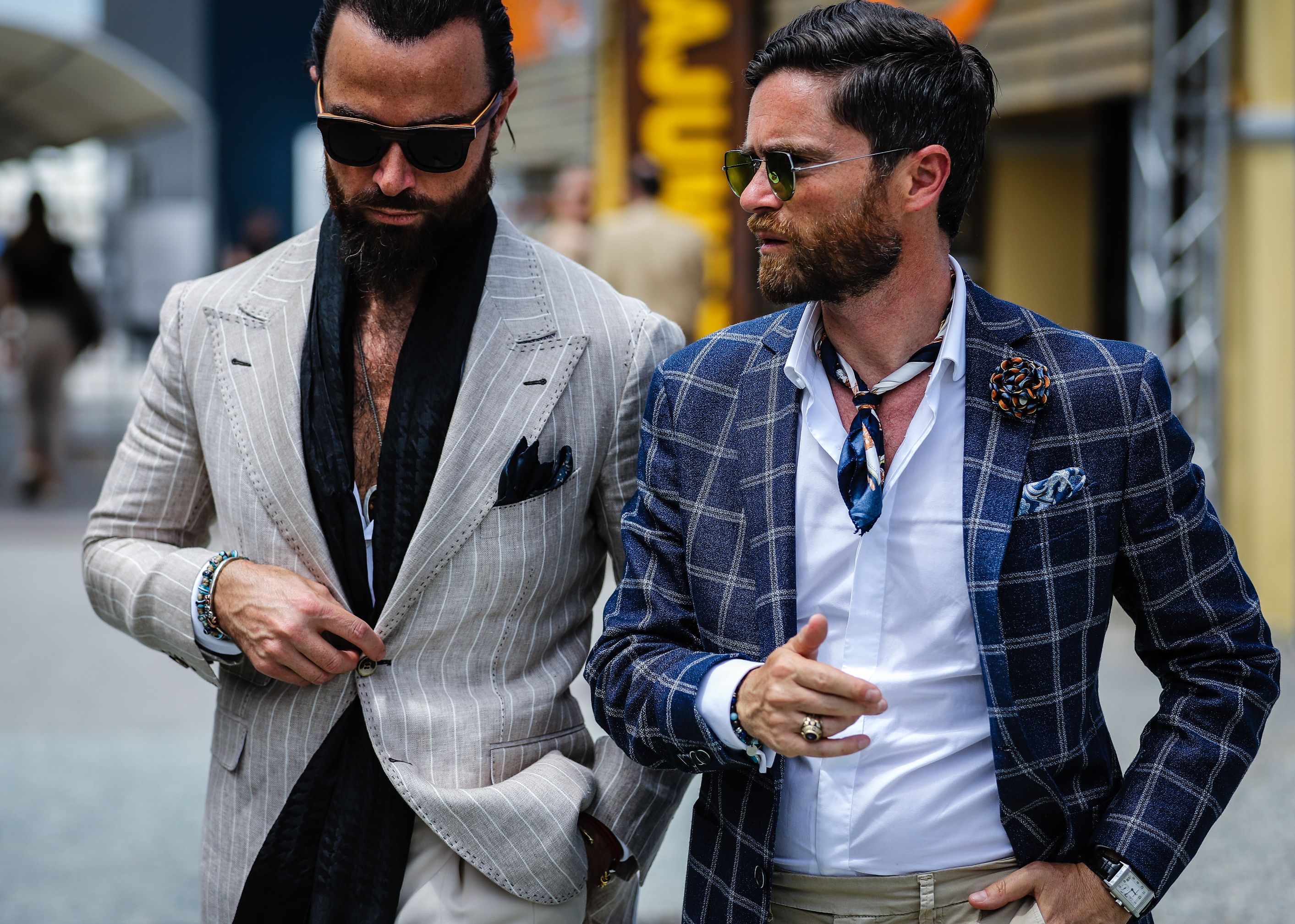 FLORENCE, Italy- June 14 2019: Fadi Koteiche and Niccolo' Cesari on the street during the Pitti 96.