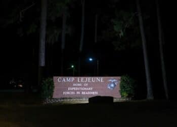JACKSONVILLE, USA - OCTOBER 28: the camp Lejeune by night after the Amphibious Bold Alligator Exercise organized by the US Navy and the Marine Corps on the East Coast of the United States at Camp Leje