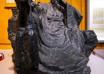 Beijing, China - Jan 10 2020: Statue of Sun Tzu at Military Museum of the Chinese People's Revolution. He's a general, military strategist, the author of "The Art of War" in the Eastern Zhou period