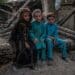 Poor and needy Afghan children sitting on the ground after an earthquake - Paktika, Afghanistan August 4, 2022