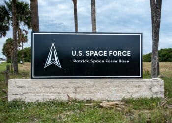 Brevard County, Florida, USA- October 19, 2022: U.S. Space Force sign for the Patrick Space Force Base
