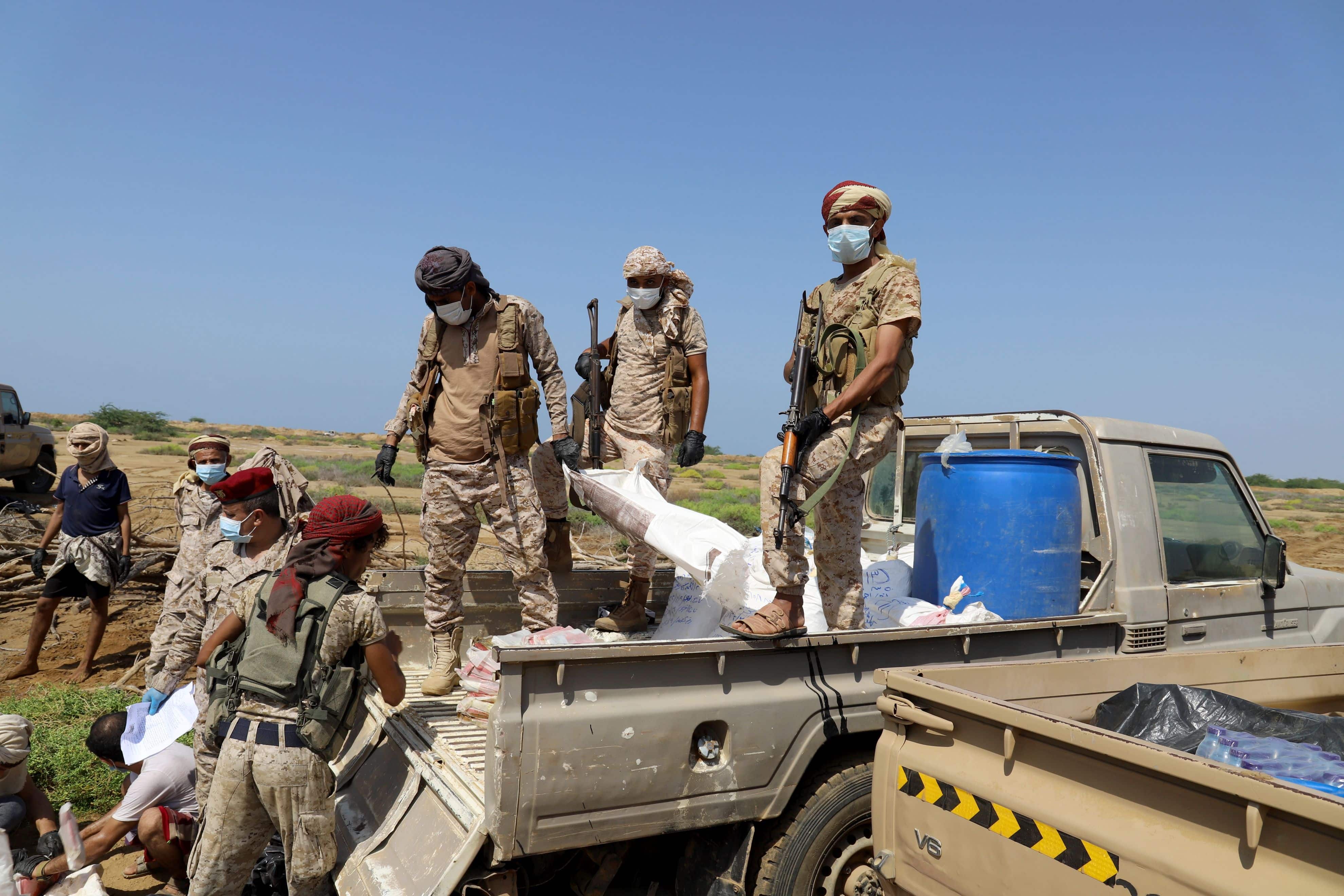 HAJJAH, YEMEN – Oct 24, 2022: Government forces in the border strip with the Kingdom of Saudi Arabia destroyed more than 1,500 kilograms of hashish of various kinds near the coastal city of Midi