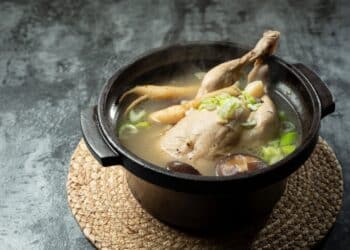 samgyetang, chicken soup with ginseng