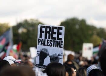 Washington DC, USA - October 21, 2023: Hamas between Israel and Palestine. Israel Hamas Palestine. Pro-Palestine, anti-Israel protesters. Israel and Hamas in the Gaza Strip. Washington DC strike.