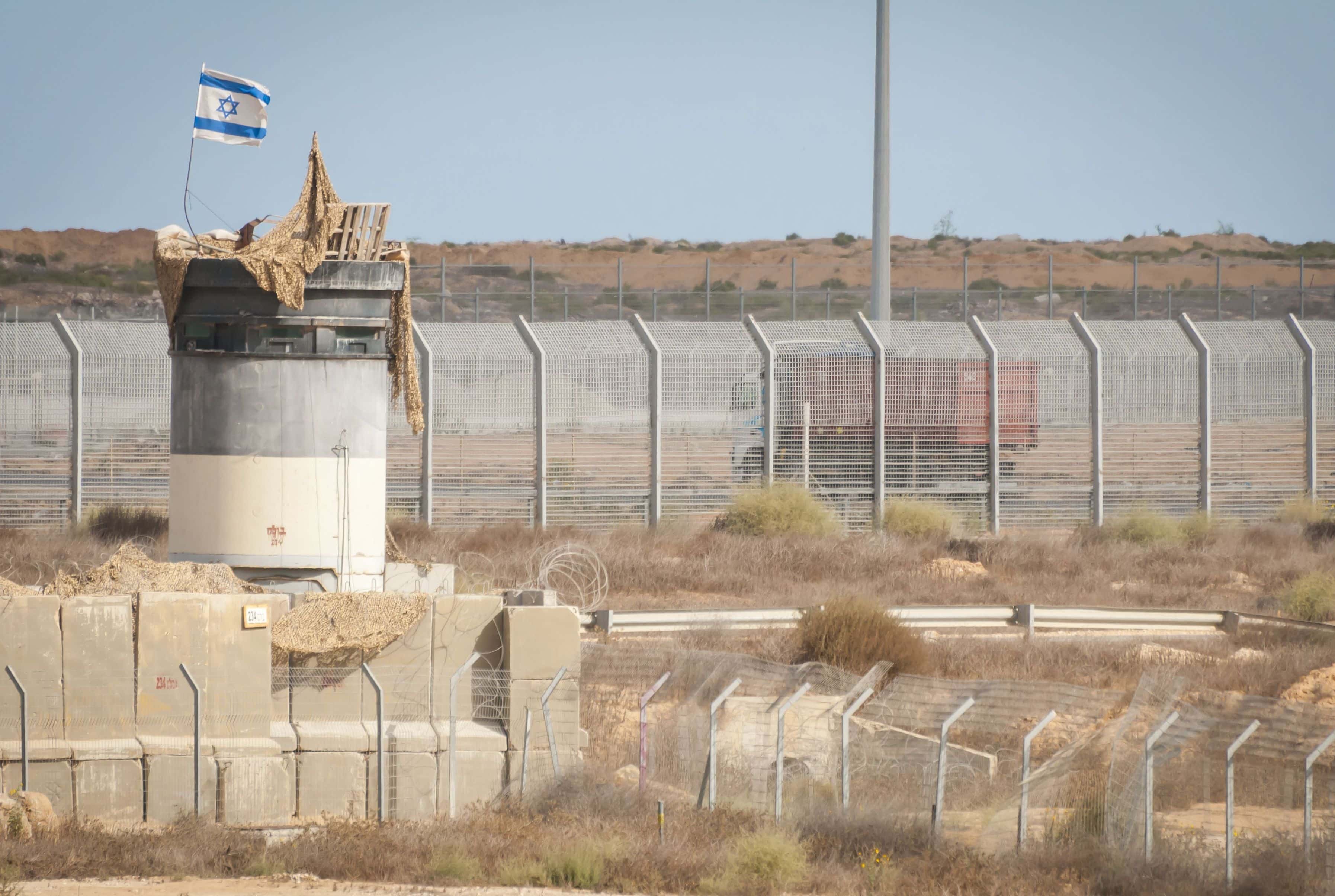 Military position at the Kerem Shalom border crossing to the Gaza strip. Israel Gaza border Israel Egypt border, Gaza Egypt border stock image. Kerem Shalom terminal, Israel, Circa September 2013.