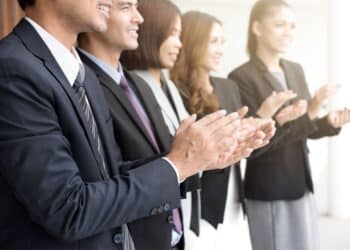 Business people clapping their hands in the meeting, congratulation and appreciation concepts