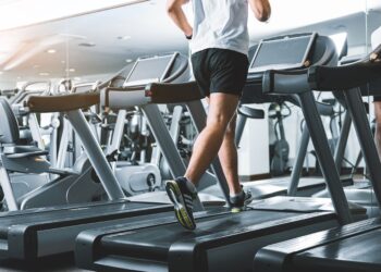 Sportsman using jogging track for heath