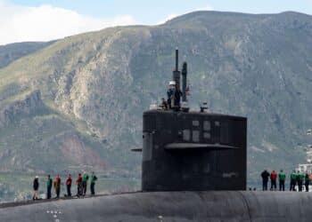 190314-N-AZ866-0069 NAVAL SUPPORT ACTIVITY SOUDA BAY, Greece (March 14, 2019) The Ohio-class cruise missile submarine USS Florida (SSGN) arrives in Souda Bay, Greece for a scheduled port visit, March 14, 2019.