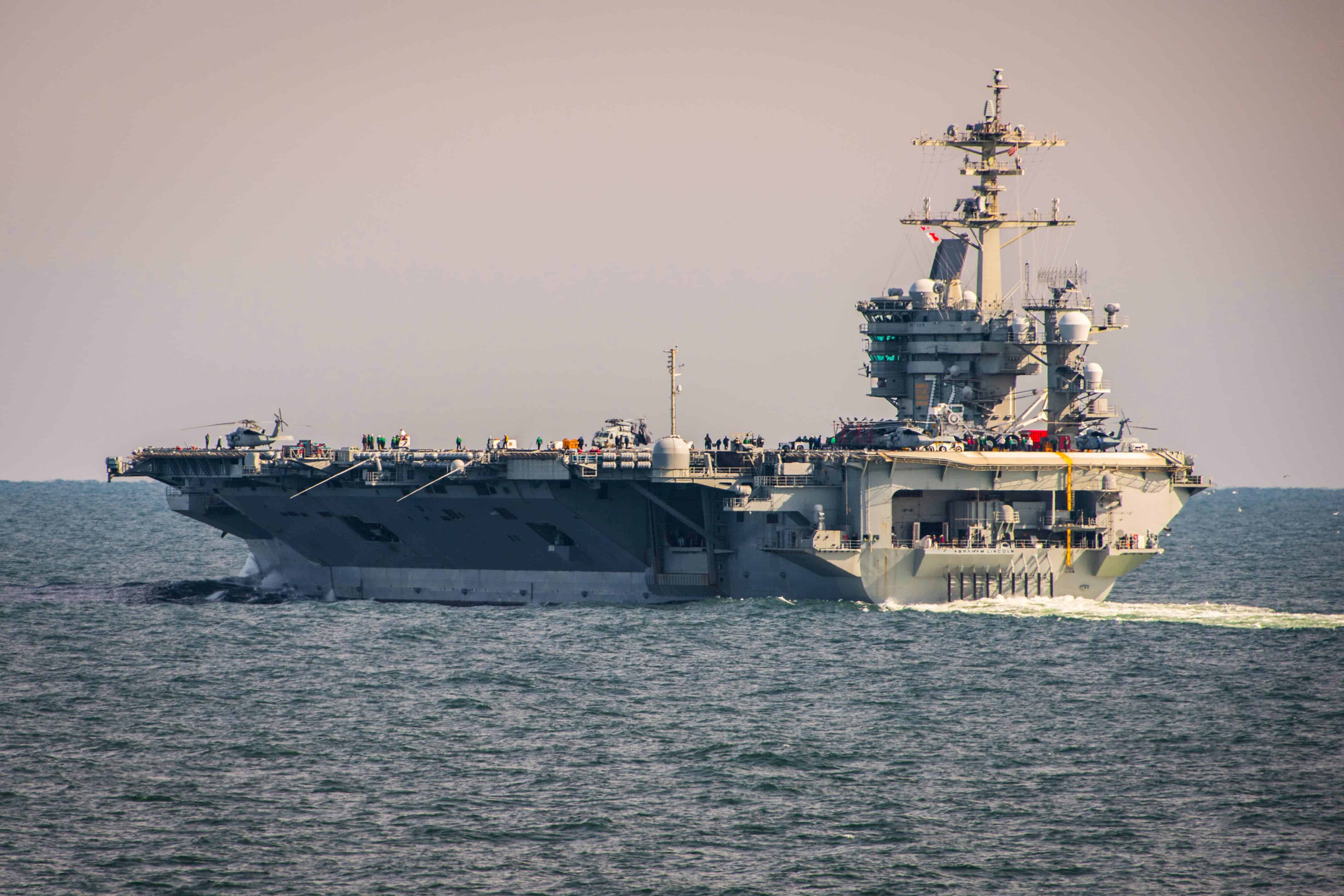 ATLANTIC OCEAN (April 1, 2019) The aircraft carrier USS Abraham Lincoln (CVN 72) embarks on a deployment that will send them around the world and include a homeport change to San Diego.