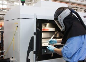 ROCK ISLAND ARSENAL, Ill. - Prototype parts are 3D printed in the new Advanced and Additive Manufacturing Center of Excellence to trouble shoot the machines at Rock Island Arsenal - Joint Manufacturing and Technology Center, Rock Island Arsenal, Ill., May 15. A ribbon cutting ceremony was held May 15 to mark the center reaching initial operating capability. (U.S. Army photo by Debralee Best/RIA-JMTC)