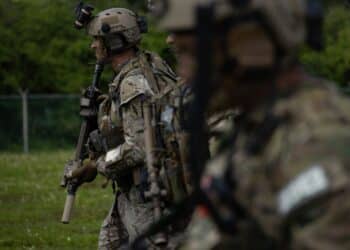 SANTA RITA, Guam – Green Berets assigned to 1st Battalion, 1st Special Forces Group (Airborne), move toward the objective at Naval Base Guam July 30, 2021. Defender Pacific 21 is one of many U.S. Army Pacific exercises and activities occurring during summer 2021
