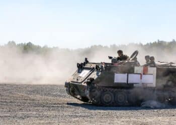 Soldiers with the Armed Forces of Ukraine operate an M113 Armored Personnel Carrier during the drivers training portion of the maintenance course at Grafenwoehr Training Area, Germany, June 2, 2022. Instruction for the course is provided by the U.S. as part of a security assistance package. (U.S. Army photo by Sgt. Spencer Rhodes, 53rd Infantry Brigade Combat Team)