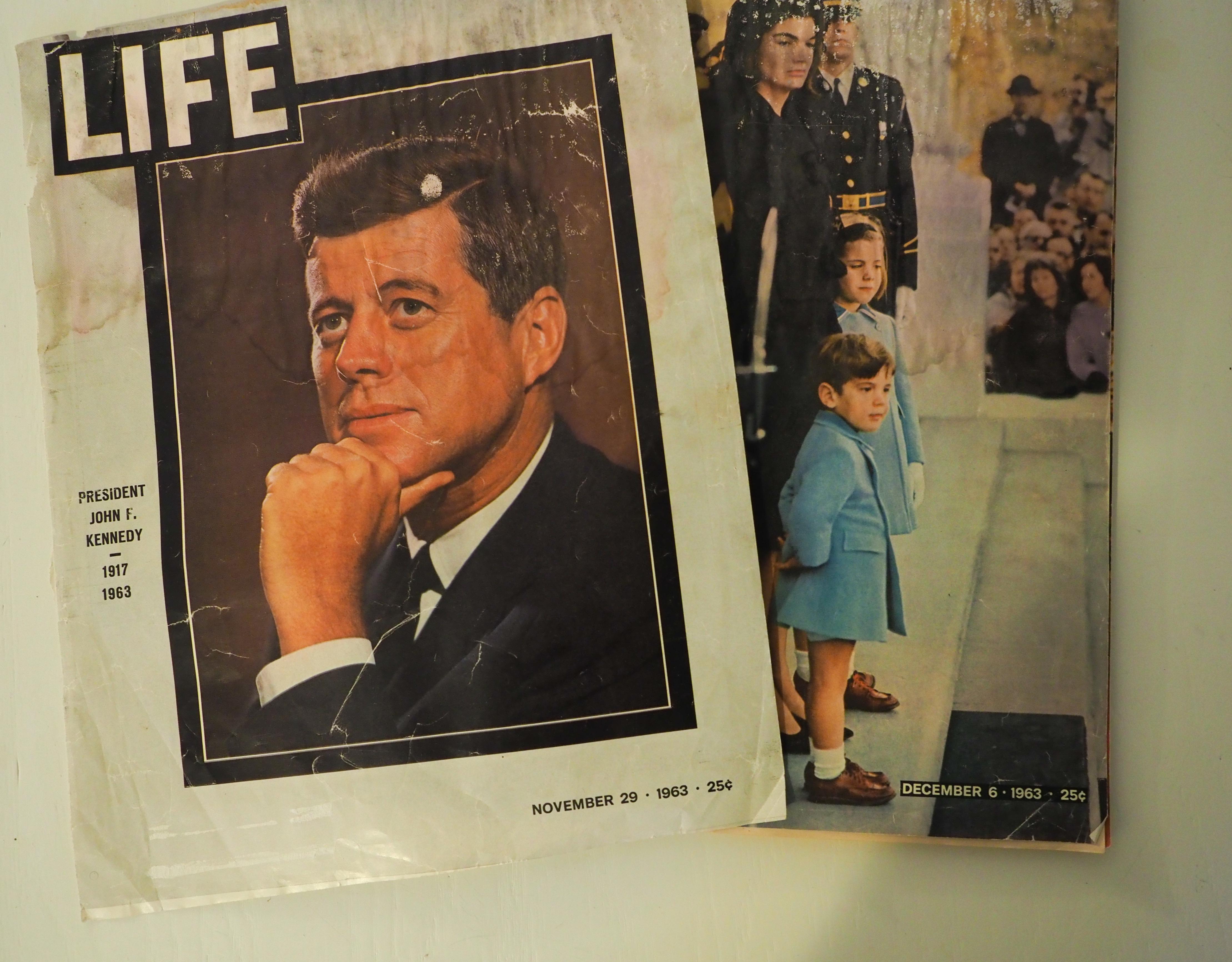 Dallas, Texas/USA - November 29, December 6, 1963 Life Magazine covers showiing John F. Kennedy, Jacqueline Kennedy, Caroline Kennedy and John Kennedy Jr. after JFK's assassination.