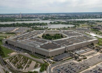 An aerial view of the Pentagon, Washington, D.C., May 11, 2021. (DOD photo by U.S. Air Force Staff Sgt. Brittany A. Chase)