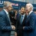 President Joe Biden greets British Prime Minister Rishi Surnak and Australian Prime Minister Anthony Albanese the AUKUS bilateral meeting in San Diego, Calif, March 13, 2023. (DoD photo by Chad J. McNeeley)