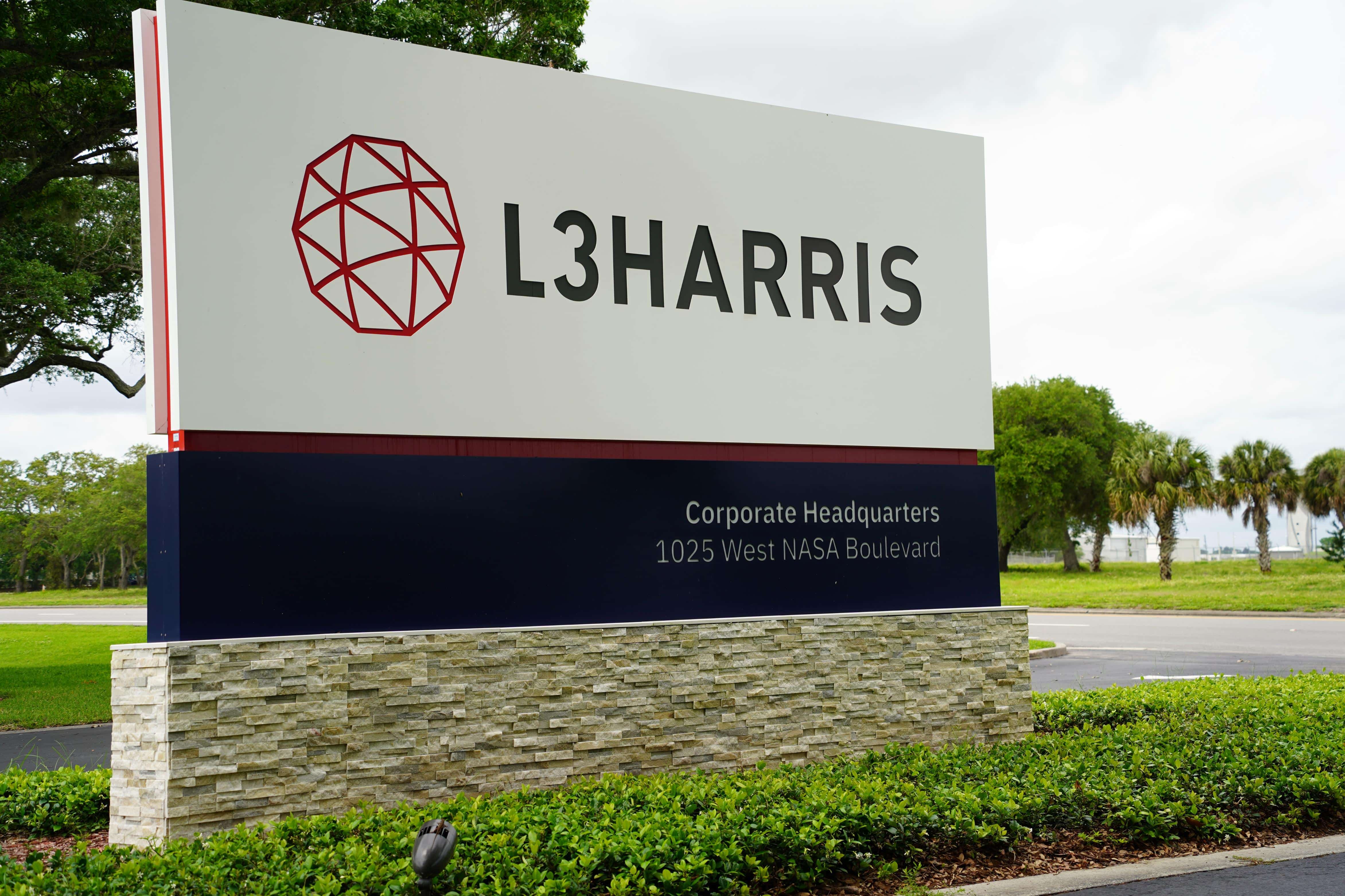 Melbourne, Florida USA - April 2, 2022: L3 Harris Corporate Headquarters Sign.