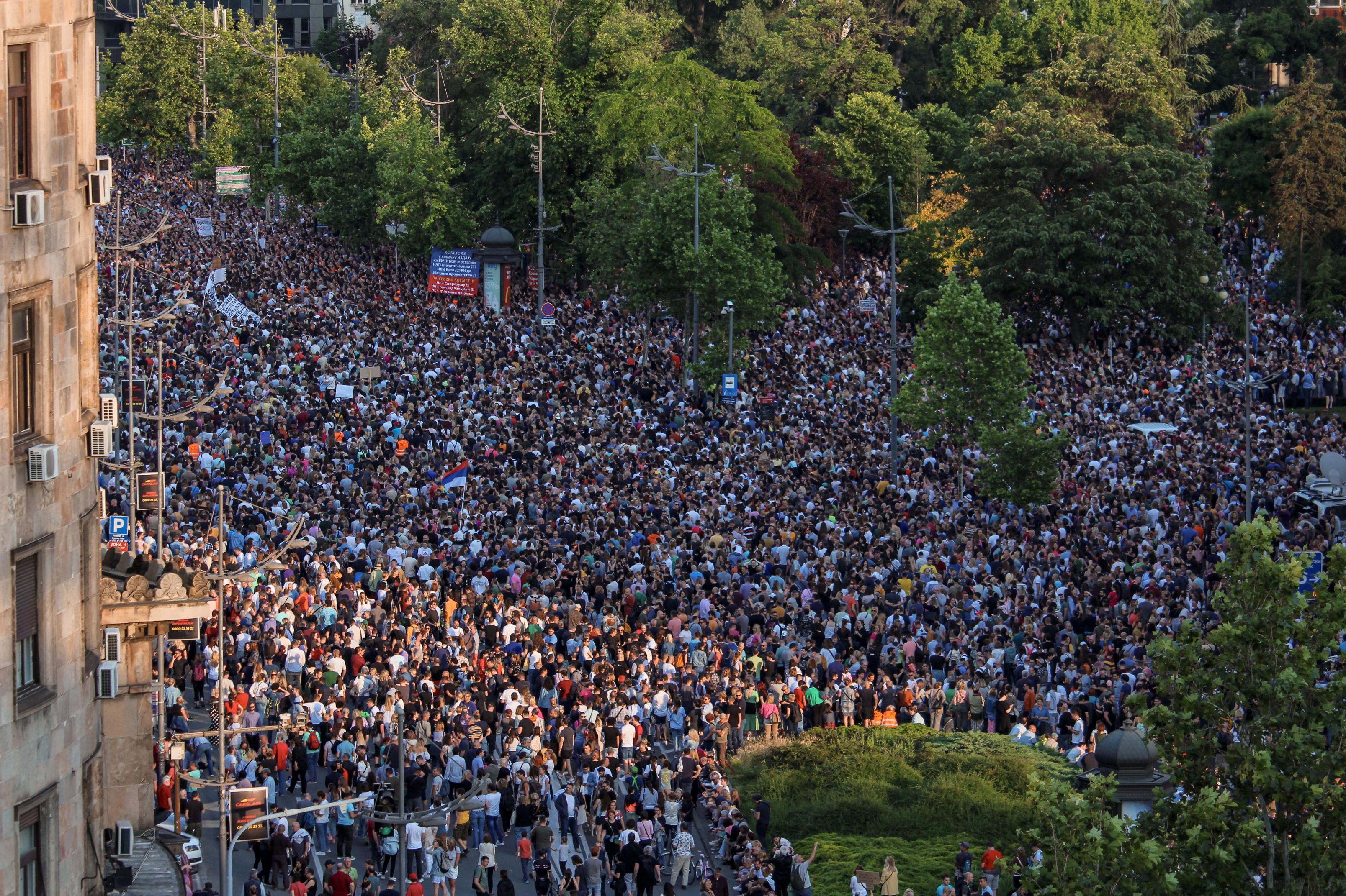 3rd June 2023, Belgrade, Serbia. 5th protest against violence and Aleksandar Vučić SNS regime after two massacres in Belgrade.