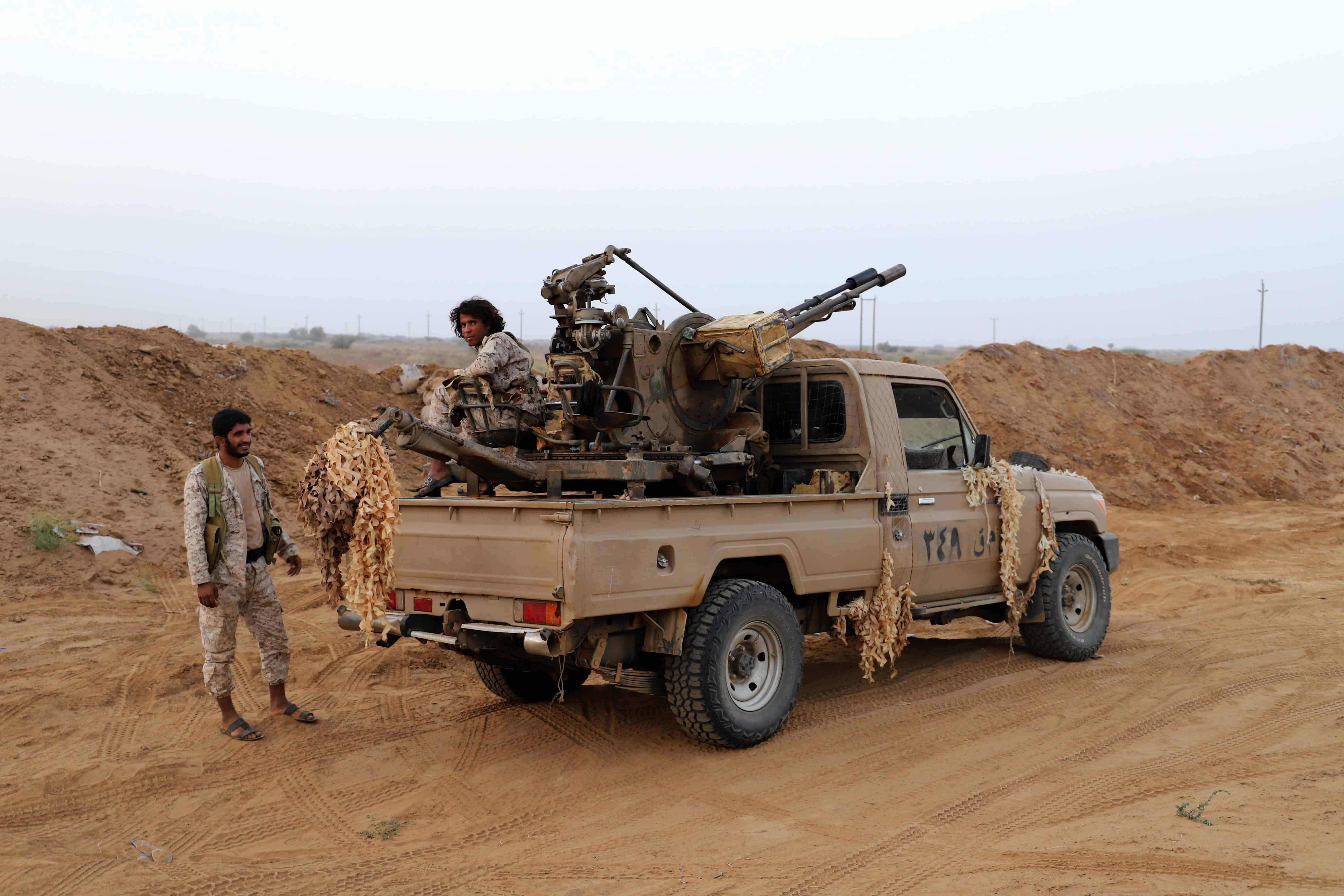 HAJJAH, YEMEN – March 12, 2021: Violent battles between government forces and Houthi rebels in the north of Hajjah Governorate, bordering Saudi Arabia