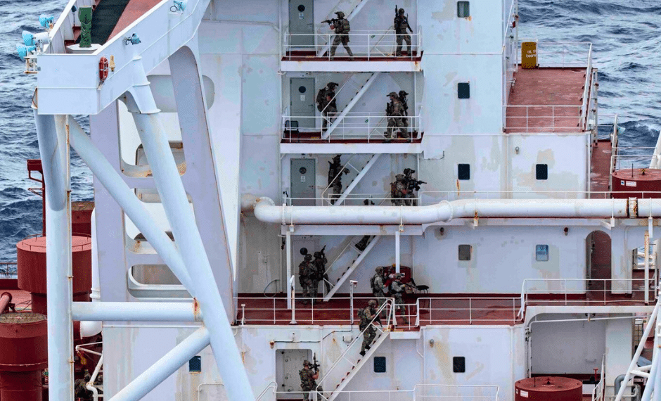 U.S. Forces Board Sanctioned Oil Tanker in the Indian Ocean