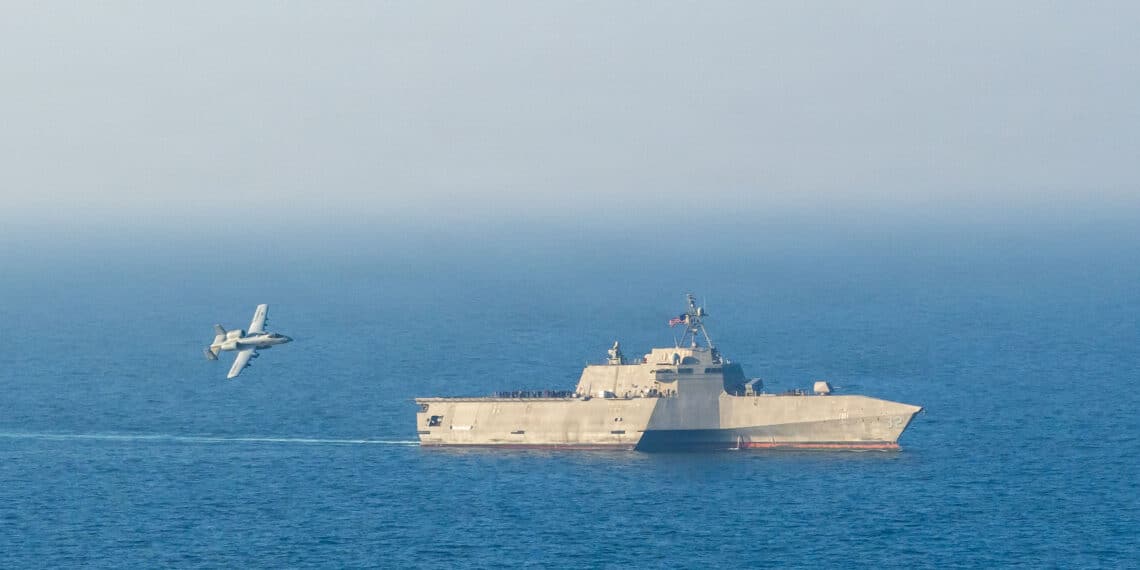 US A-10 Warthog Conducts Live-Fire Drill with USS Santa Barbara