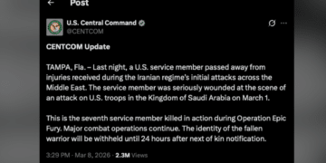 U.S. Service Member Dies After Iranian Strikes in Saudi Arabia